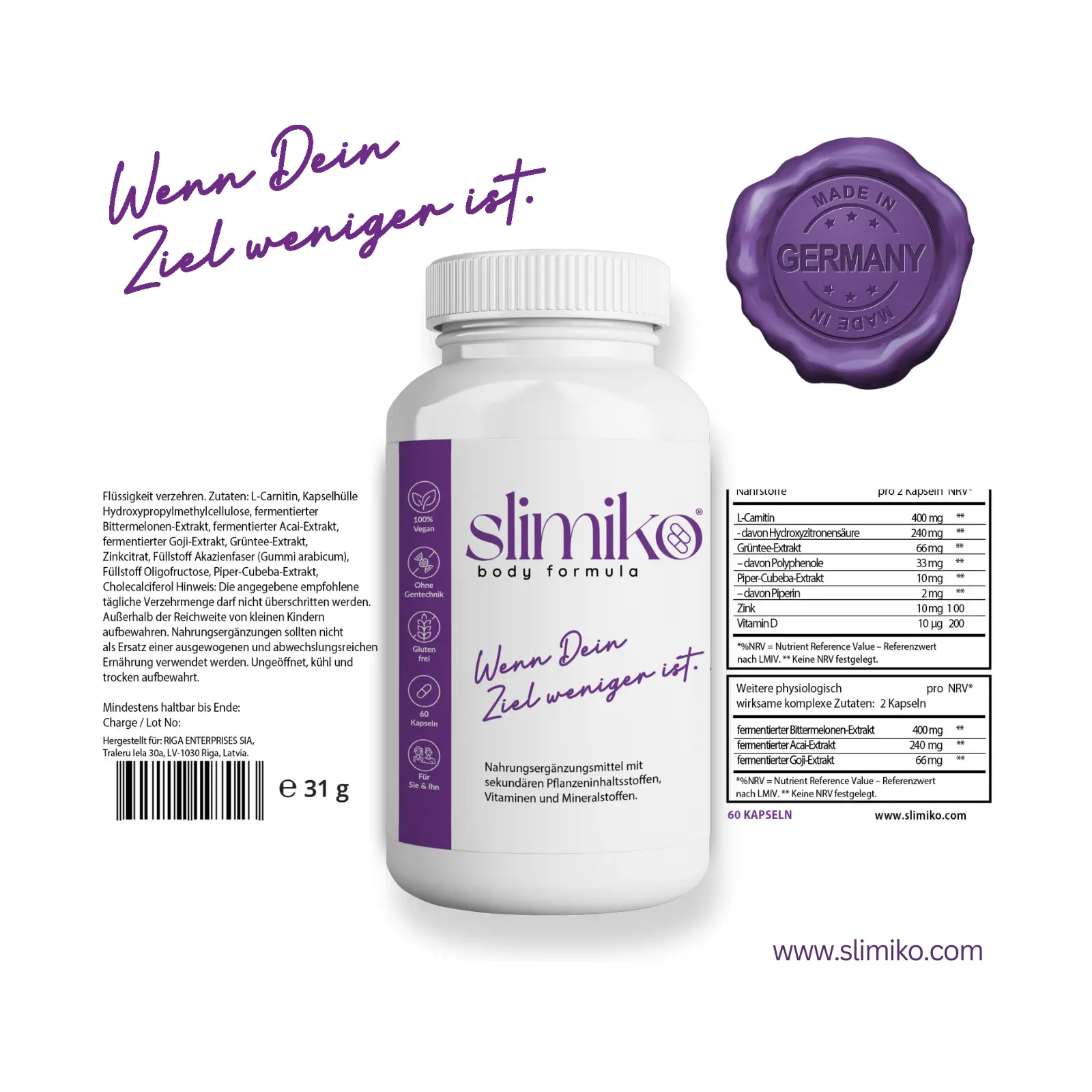 Étiquette de composition Slimiko